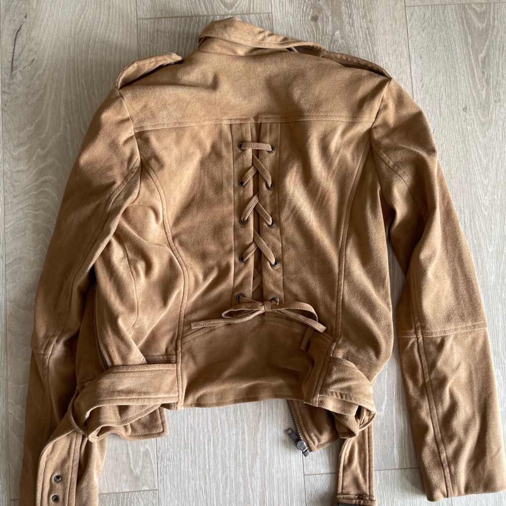 BB Dakota Tan Suede Lace-Up Moto Jacket - Picture 6 of 6